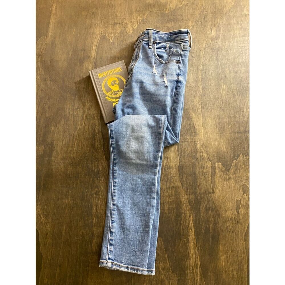 Abercrombie Fitch Super Skinny Ankle High Rise Distressed Jeans